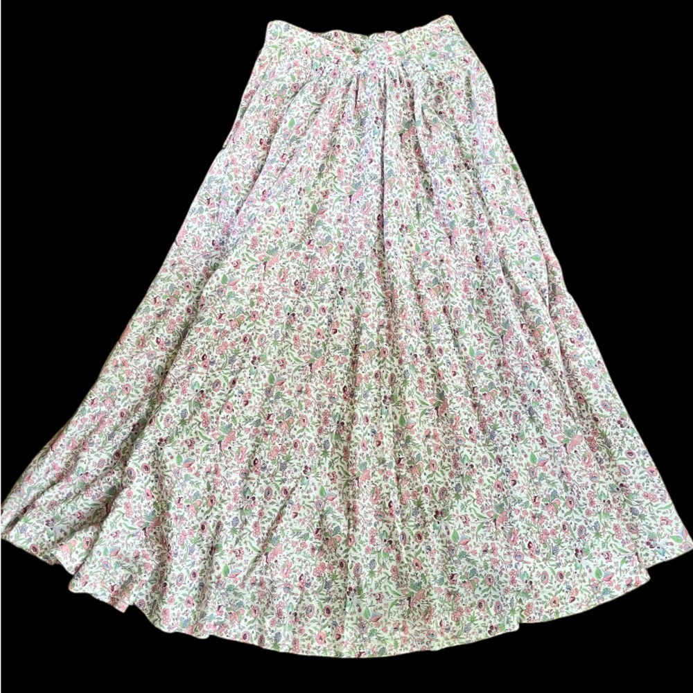 Vtg 70s Glenora Skirt Floral XS 100% Cotton Pockets Cottagecore Feminine Boho